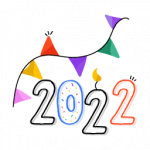 New year decoration buntings, a flat sticker of 2022 garland