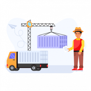 Container Loading -Set of Logistics Vector Illustrations