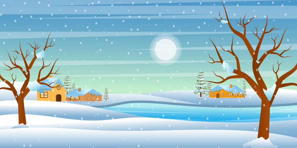 Snowy Landscape -15 Winter Illustrations - Backgrounds