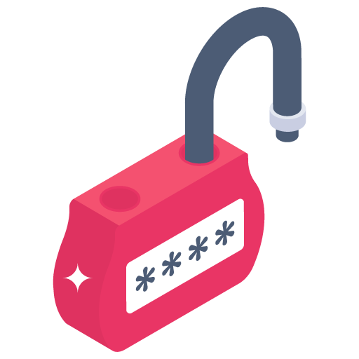 Unlock Password -Cyber Security Isometric Icons