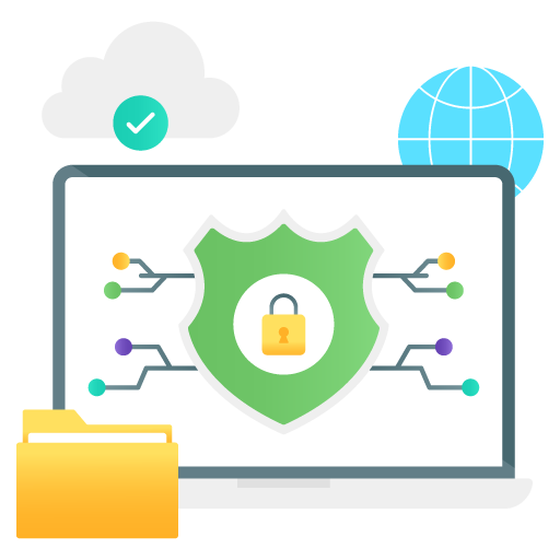 Cybersecurity -Web Hosting and Data Analytics Flat Gradi