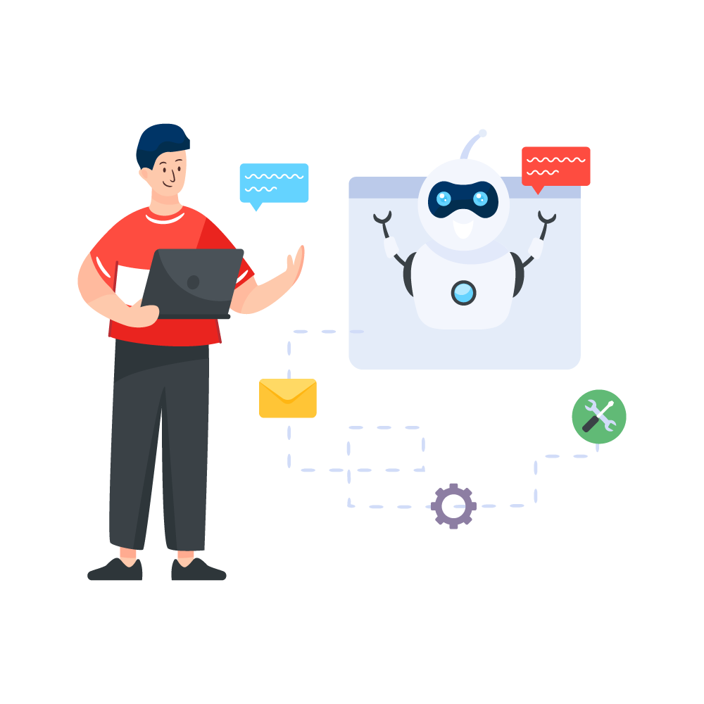 Web Robot -Virtual Assistant Service Illustrations