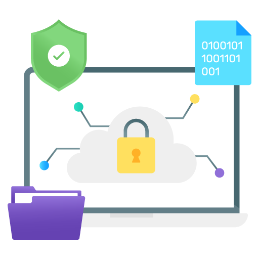 Data Encryption -Web Hosting and Data Analytics Flat Gra