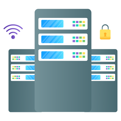 Datacenter -Web Hosting and Data Analytics Flat Gradient
