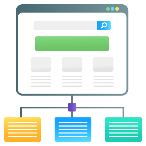 Web Sitemap -Web Hosting and Data Analytics Flat Gradien