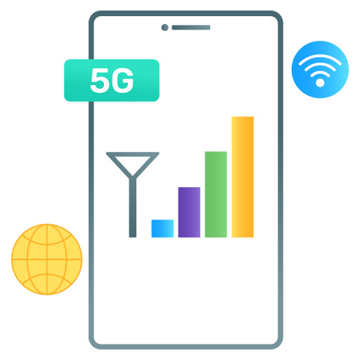 Mobile Network -Web Hosting and Data Analytics Flat Grad