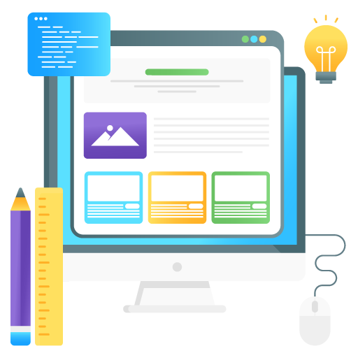 Website Builder -Web Hosting and Data Analytics Flat Gra