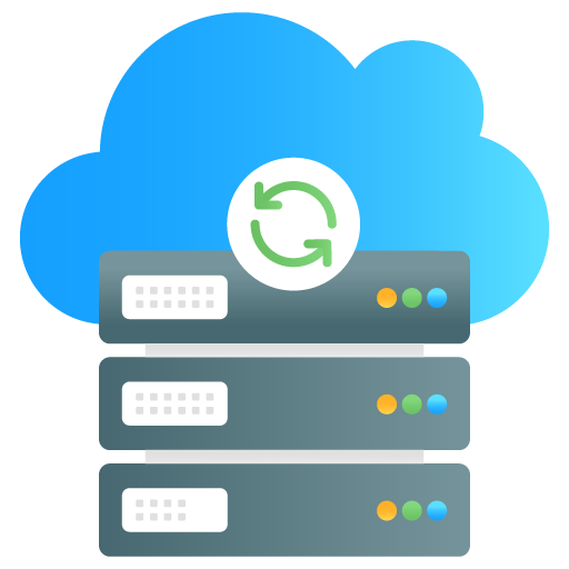 Cloud Backup -Web Hosting and Data Analytics Flat Gradie