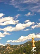 Stupa amid clouds
