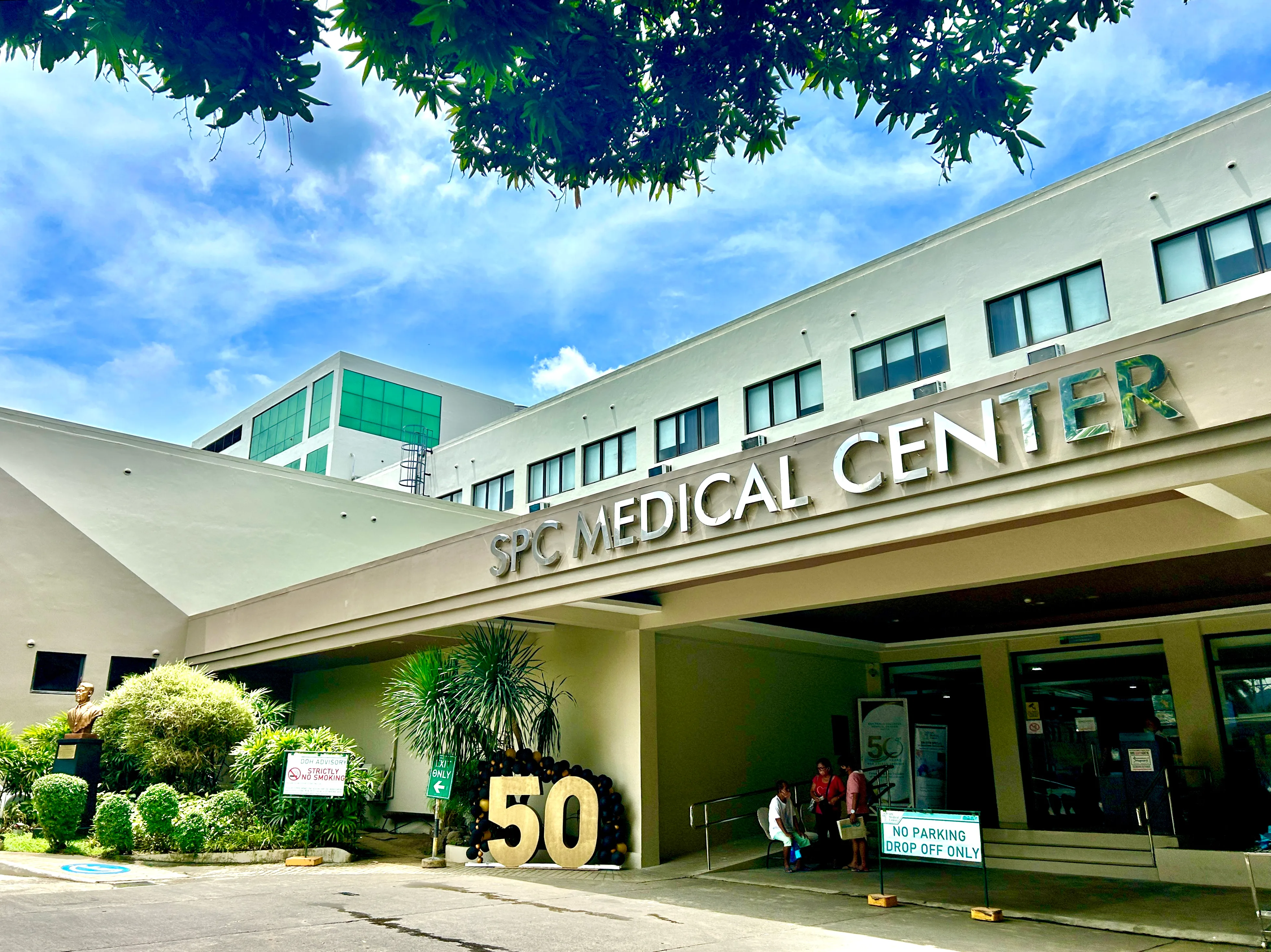 SPCMC building facade with 50th anniversary banner