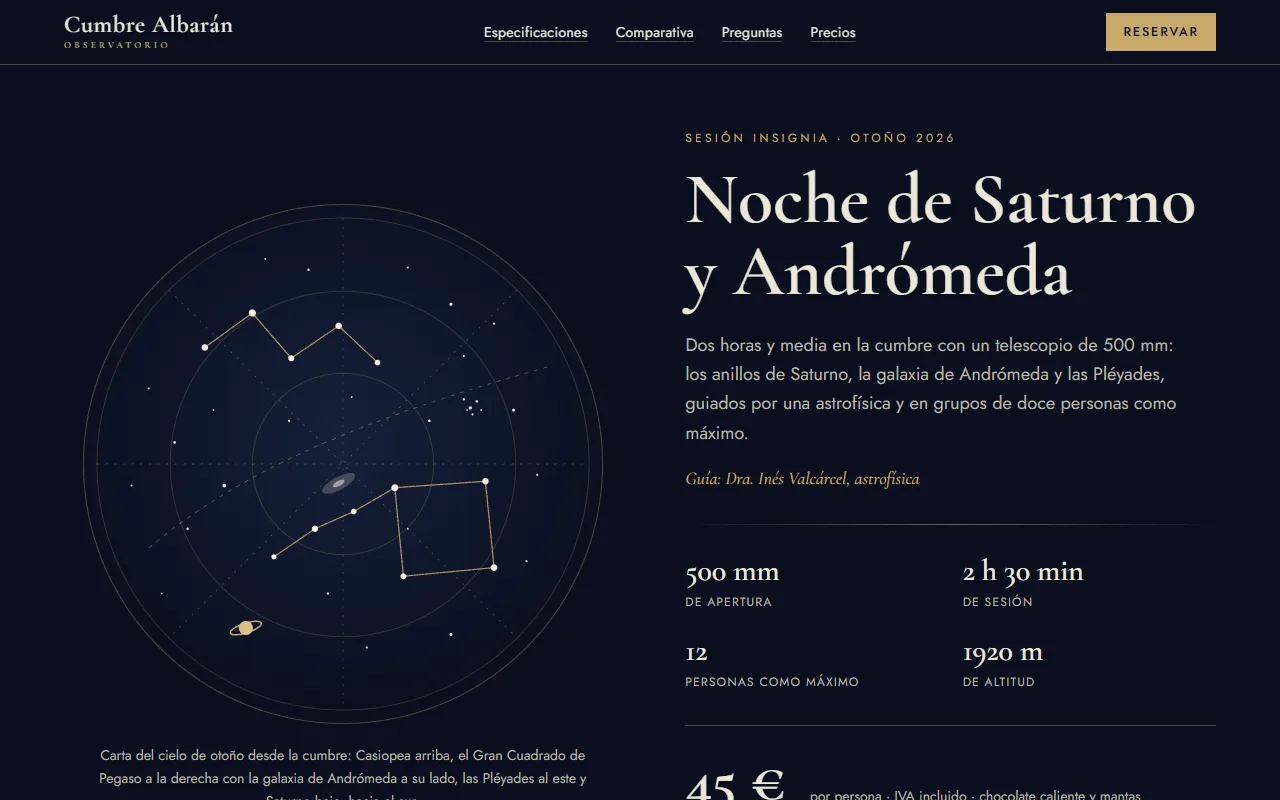 Observatorio Cumbre Albarán — Carta estelar de una sesión de observación