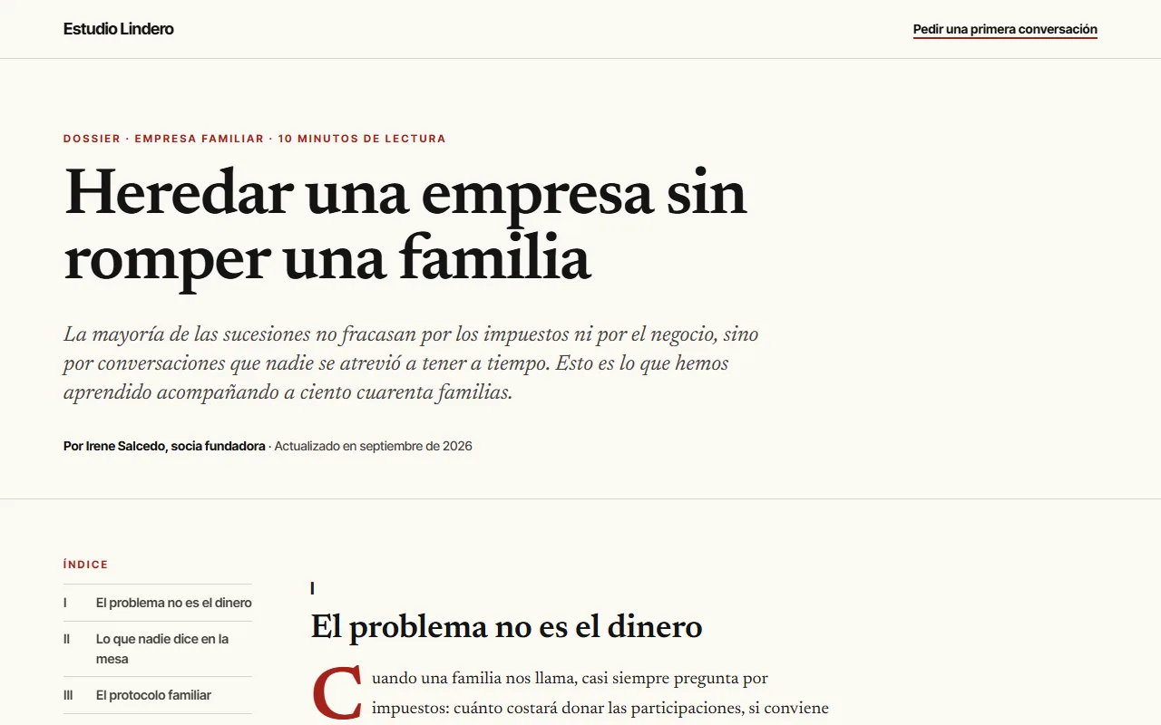 Estudio Lindero — Dossier de empresa familiar