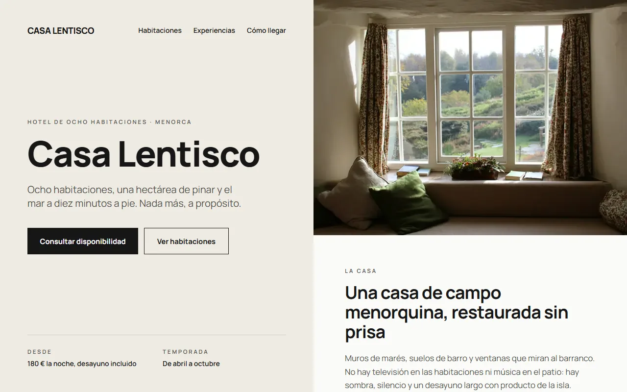 Casa Lentisco — Hotel de ocho habitaciones en Menorca