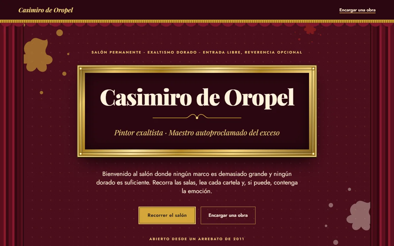 Casimiro de Oropel — salón de pintor con marcos dorados