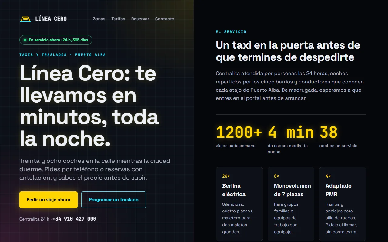 Línea Cero — Taxis 24 horas y traslados programados