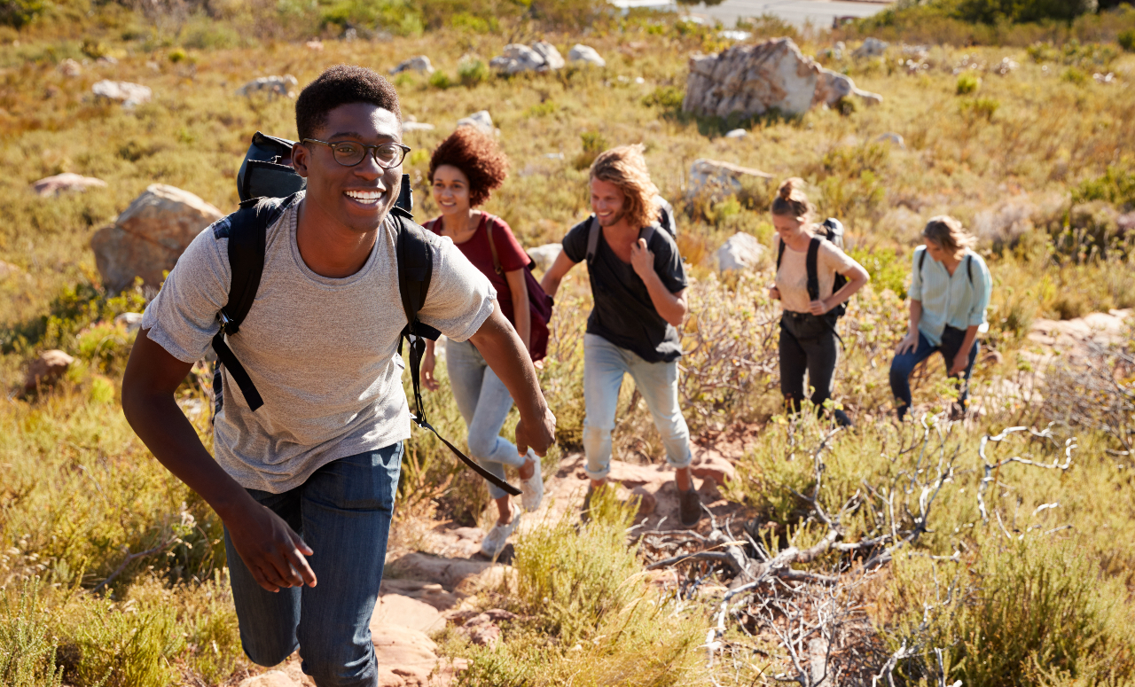 a group of people hiking