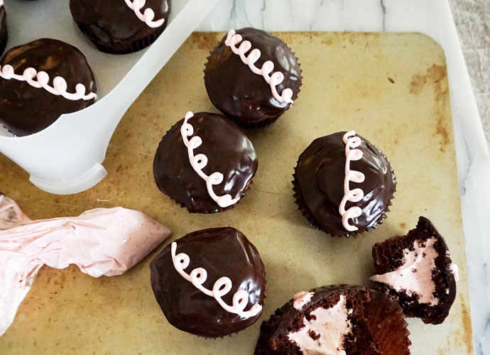 Strawberry-Filled Hostess Cupcakes