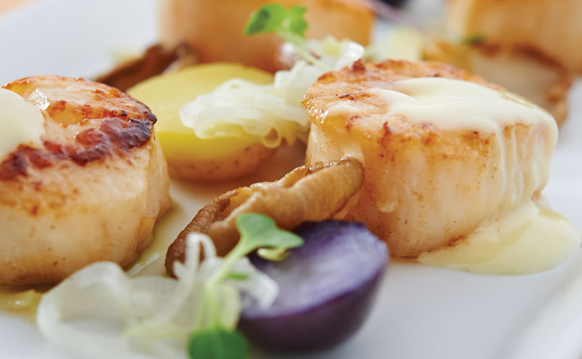 Stellina's Charred Lemon Beurre Blanc with seared scallops