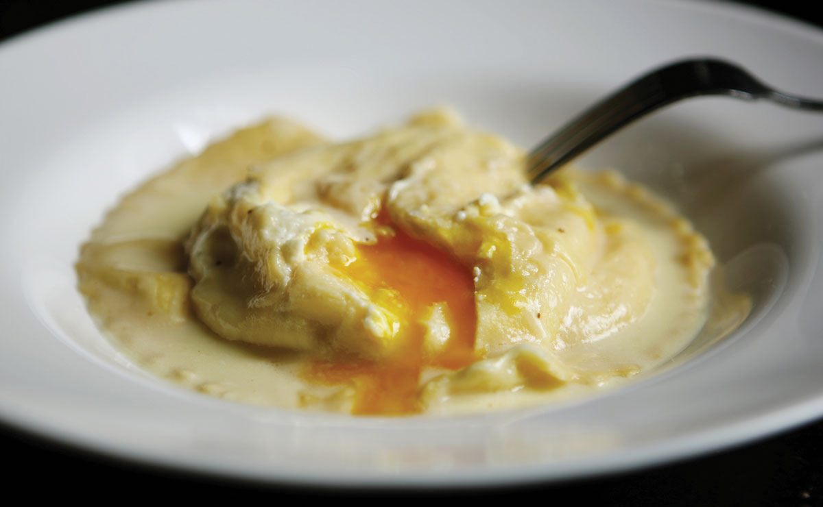 egg raviolo from acero