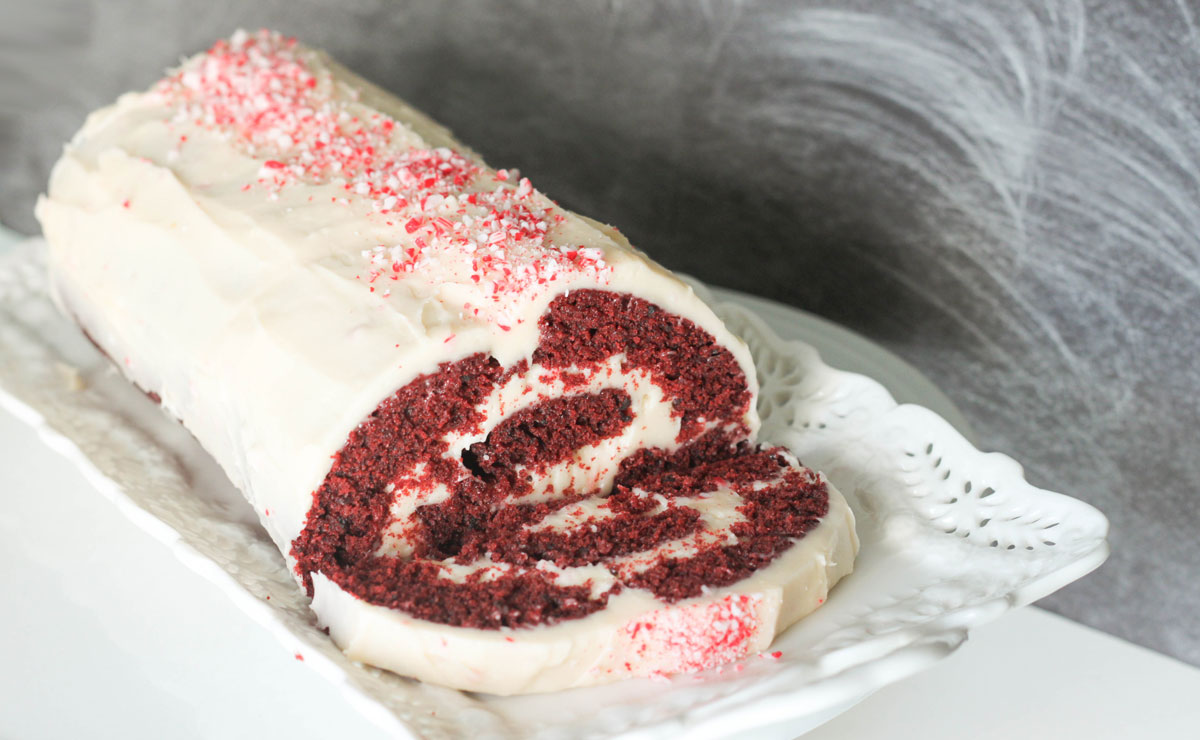 Peppermint Red Velvet Cake Roll