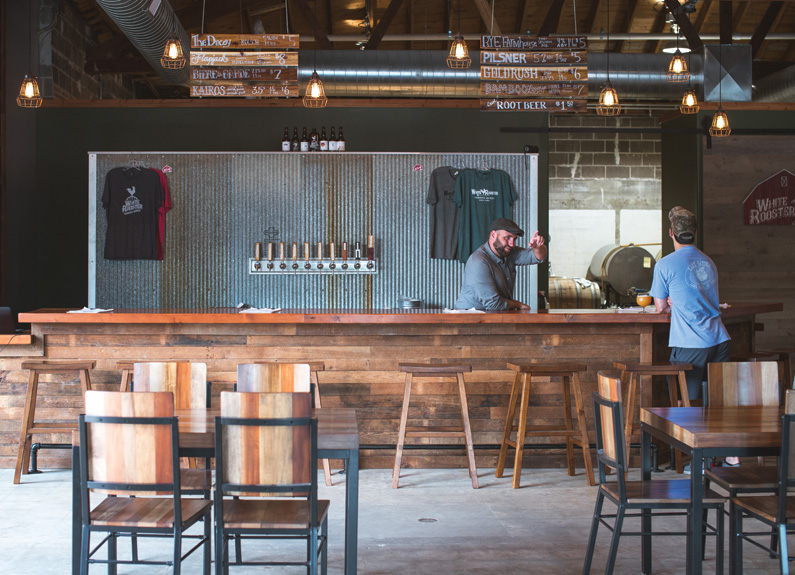 white rooster farmhouse brewery's tasting room in sparta, illinois