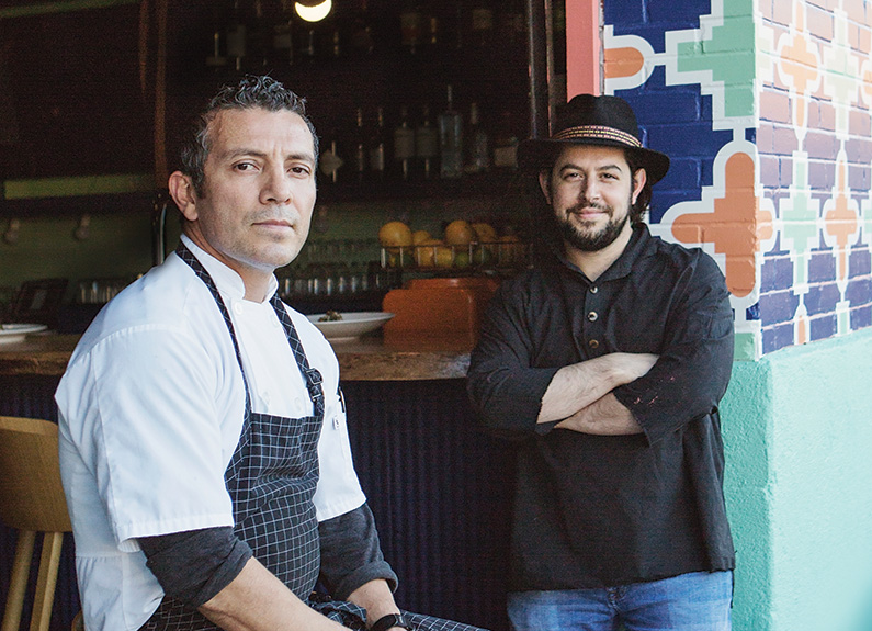 from left, chef Tello Carreón and owner Ben Poremba of Nixta in Botanical Heights