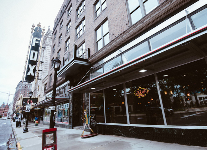 exterior of stage left diner in grand center