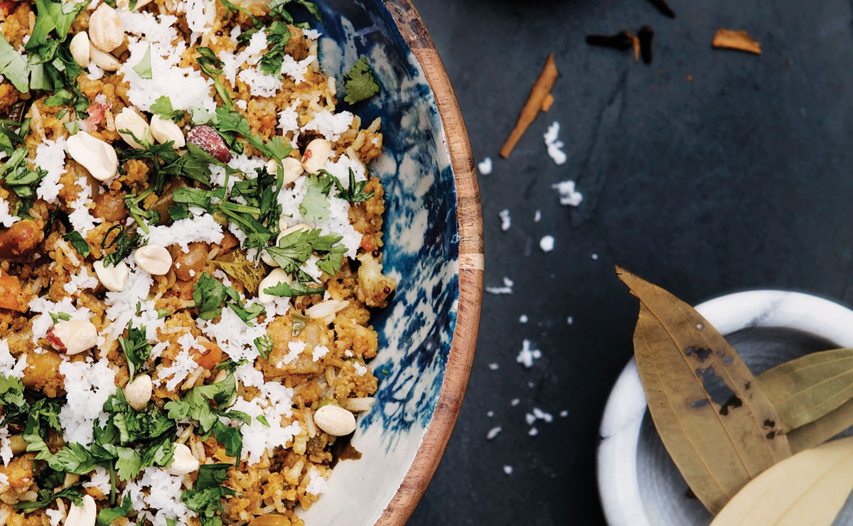 masale bhat, a Maharashtrian-style vegetarian rice pilaf