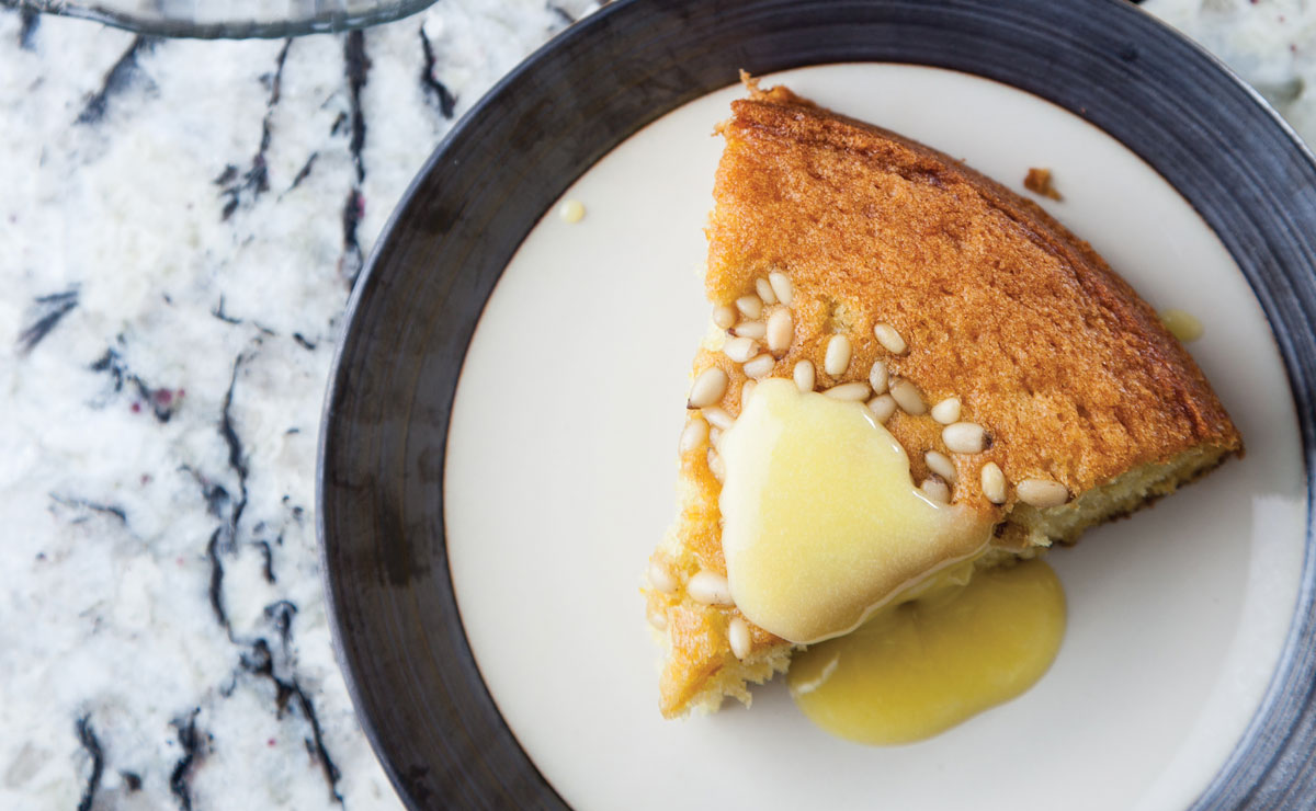 Olive Oil-Pine Nut Cake with Lemon Curd 