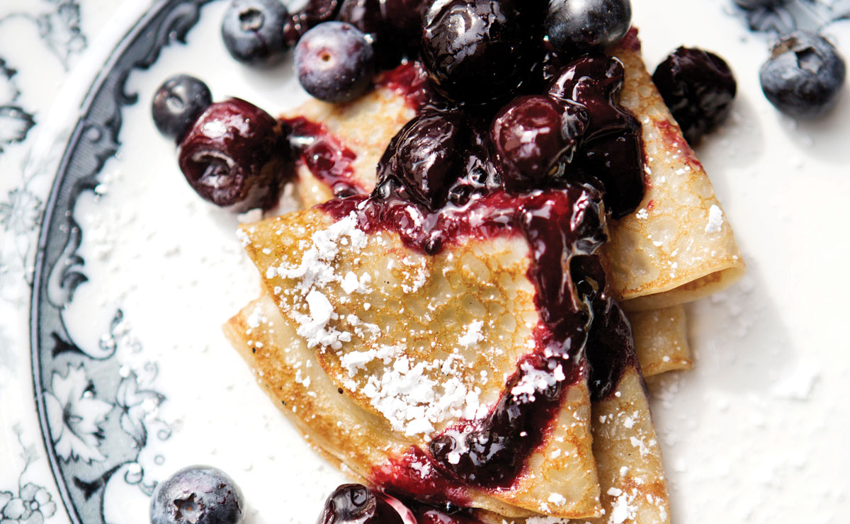 Vegan Crepes with Cherry Sauce 