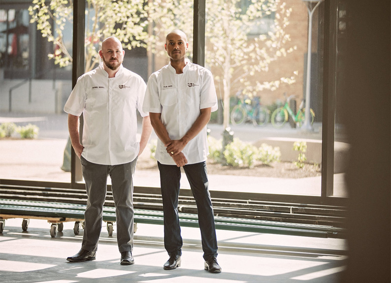 chef patrick russell and chef tyler davis at the chocolate pig in st. louis