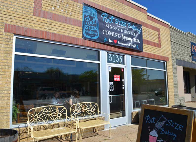 exterior of the new pint size bakery location in lindenwood park