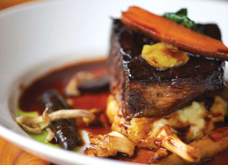 red wine-braised short ribs at the restaurant at the cheshire in clayton