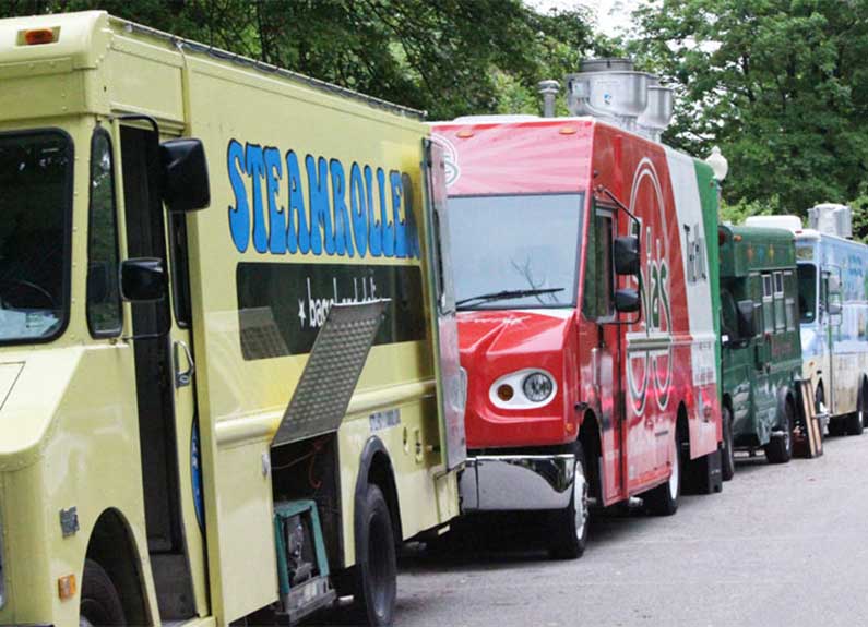 food trucks lined up at food truck friday