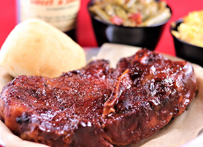 a large pork steak on a plate