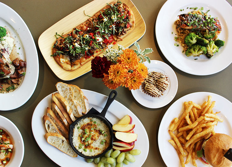 a variety of dishes on a table