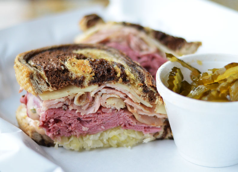 pastrami sandwich from Dalie’s smokehouse in valley park