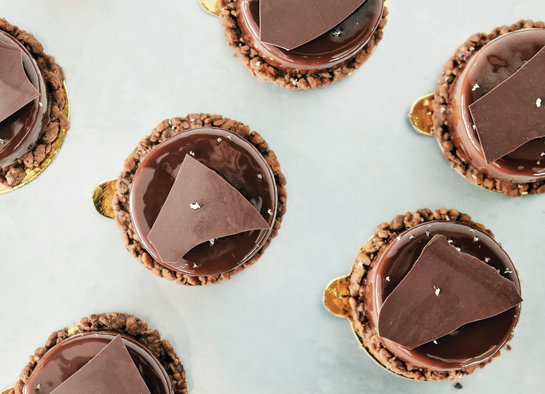 a grid of chocolate confections