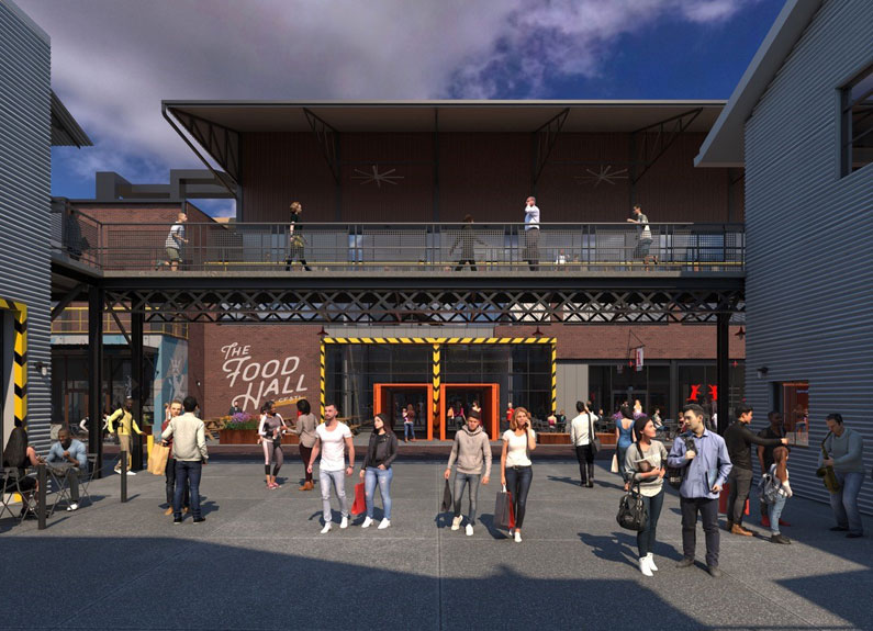 a rendering of a food hall