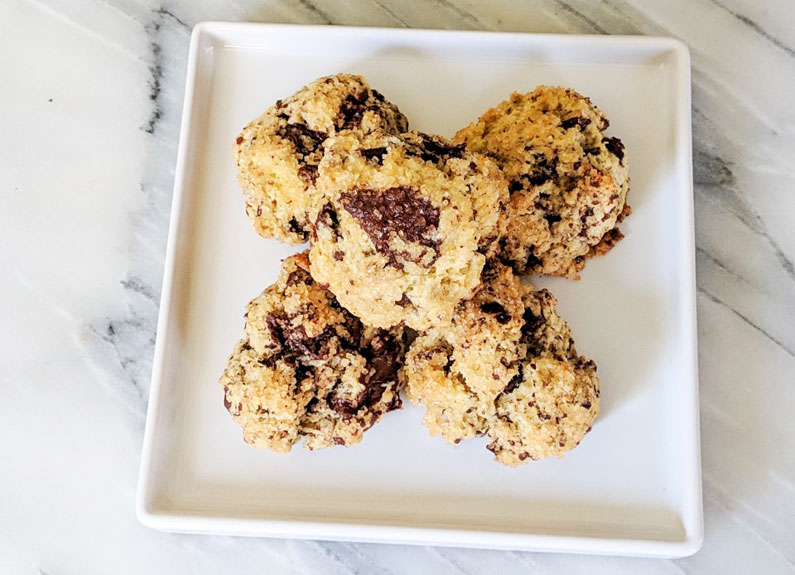 a stack of chocolate chip scones