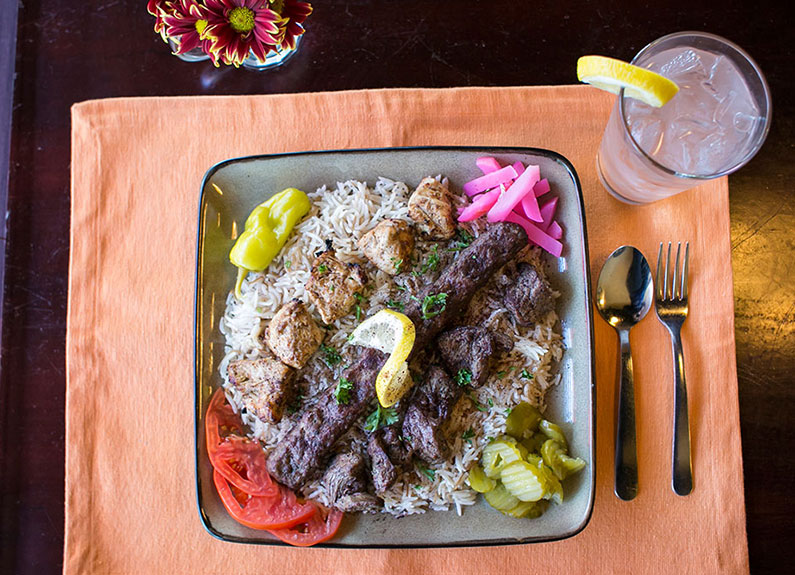 mixed grill plate from the vine mediterranean cafe in st. louis