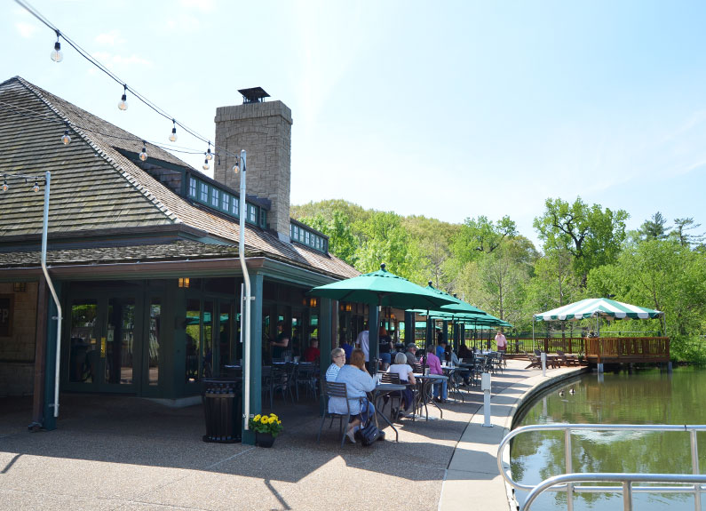 a lakeside patio