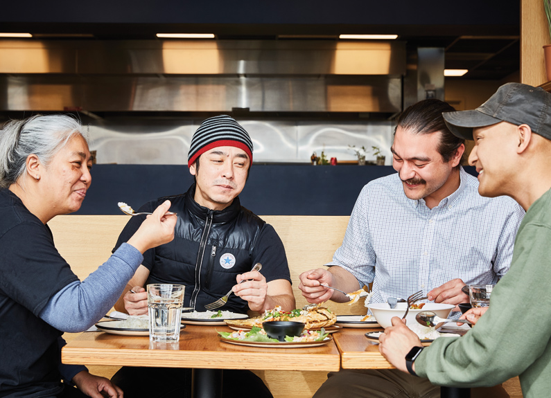 from left, chef piya mohammed, executive chef gam seng, general manager kurt bellon and owner shayn prapaisilp