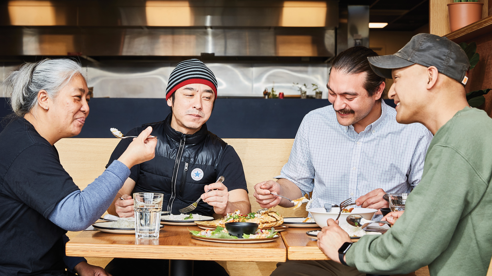 from left, chef piya mohammed, executive chef gam seng, general manager kurt bellon and owner shayn prapaisilp