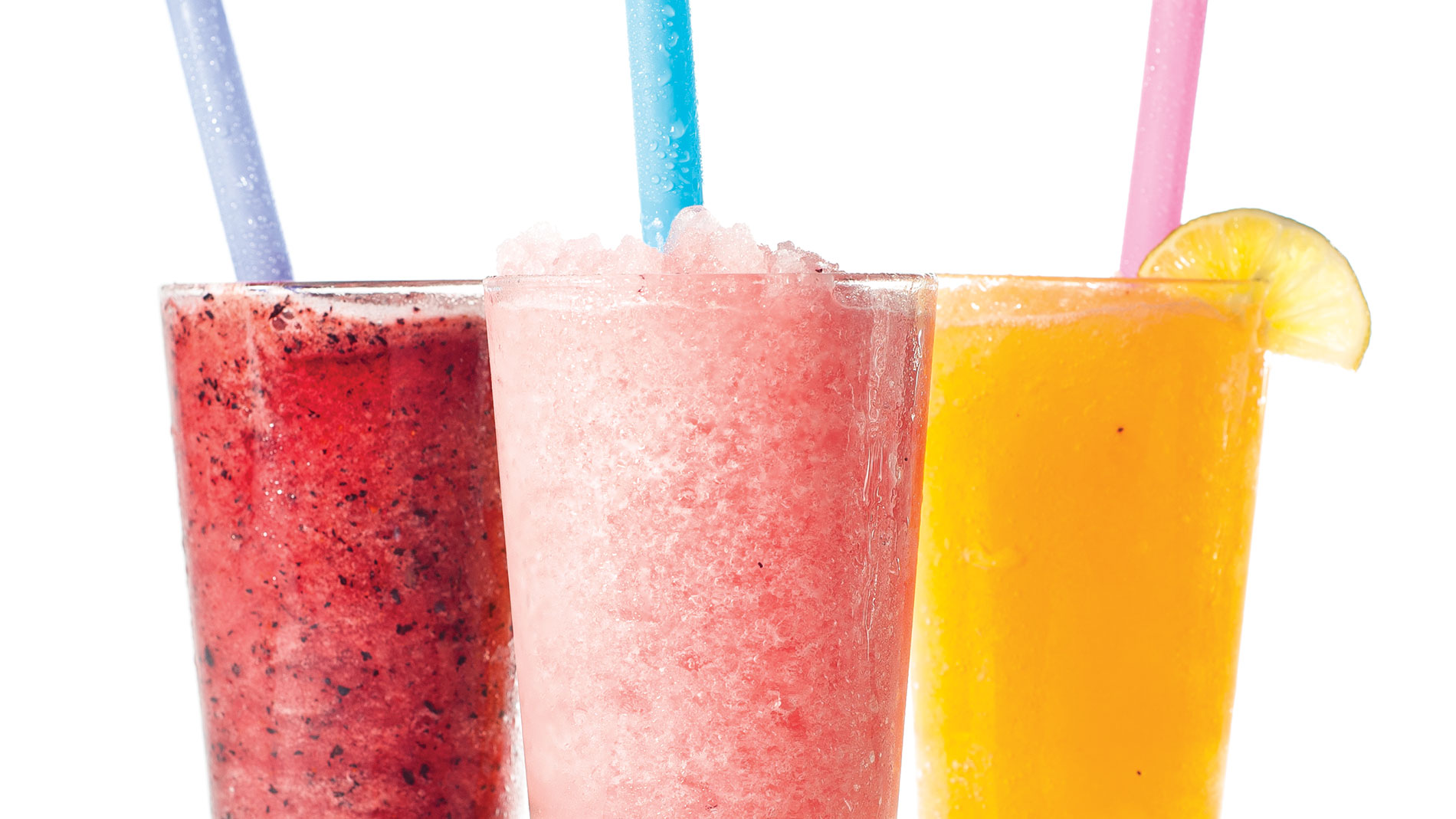 Photo Frozen Fruit Slush Granitas in Plastic Cups