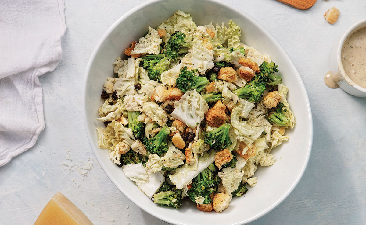 Broccoli Tahini-Caesar Salad recipe