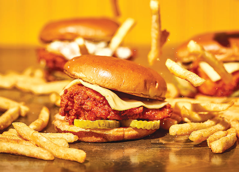 the nashville hot chicken sandwich at chuck's hot chicken in maryland heights