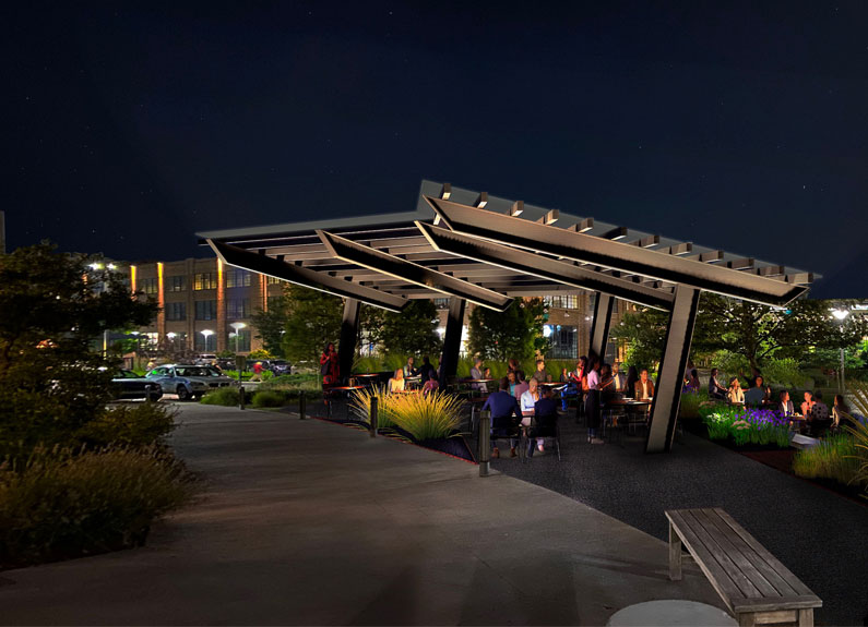A rendering of the future outdoor dining space at Vicia