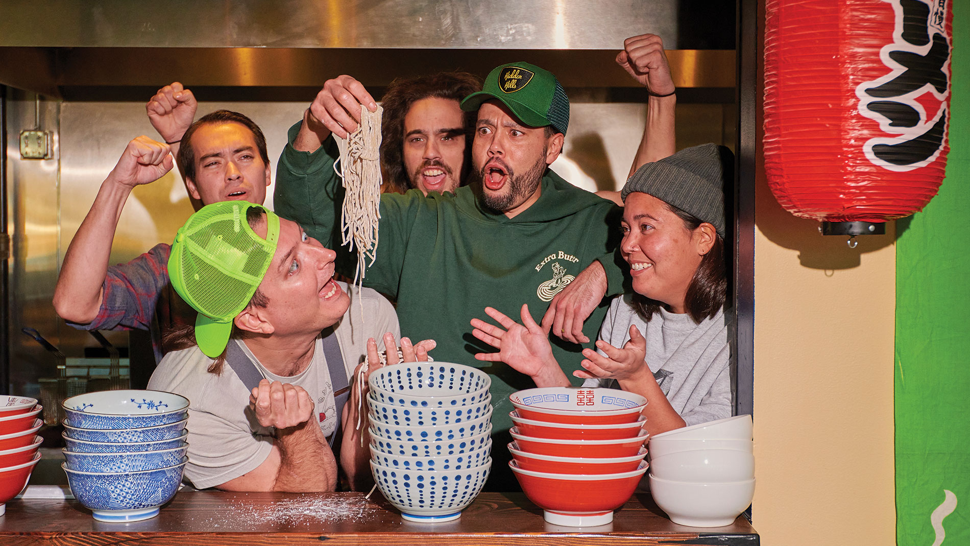 the team at menya rui, from left: jason karcher, chef-owner steven pursley and erika pursley