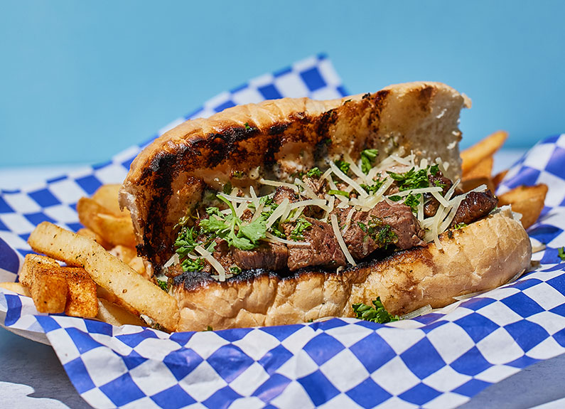 skirt steak sandwich at buenos aires café at city foundry stl